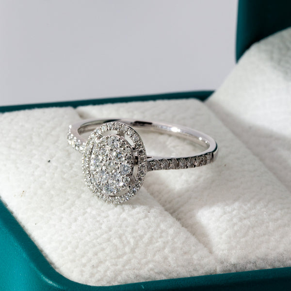 0.68ct Natural Brilliant Diamond 18K Gold Oval Engagement Ring - 10US03